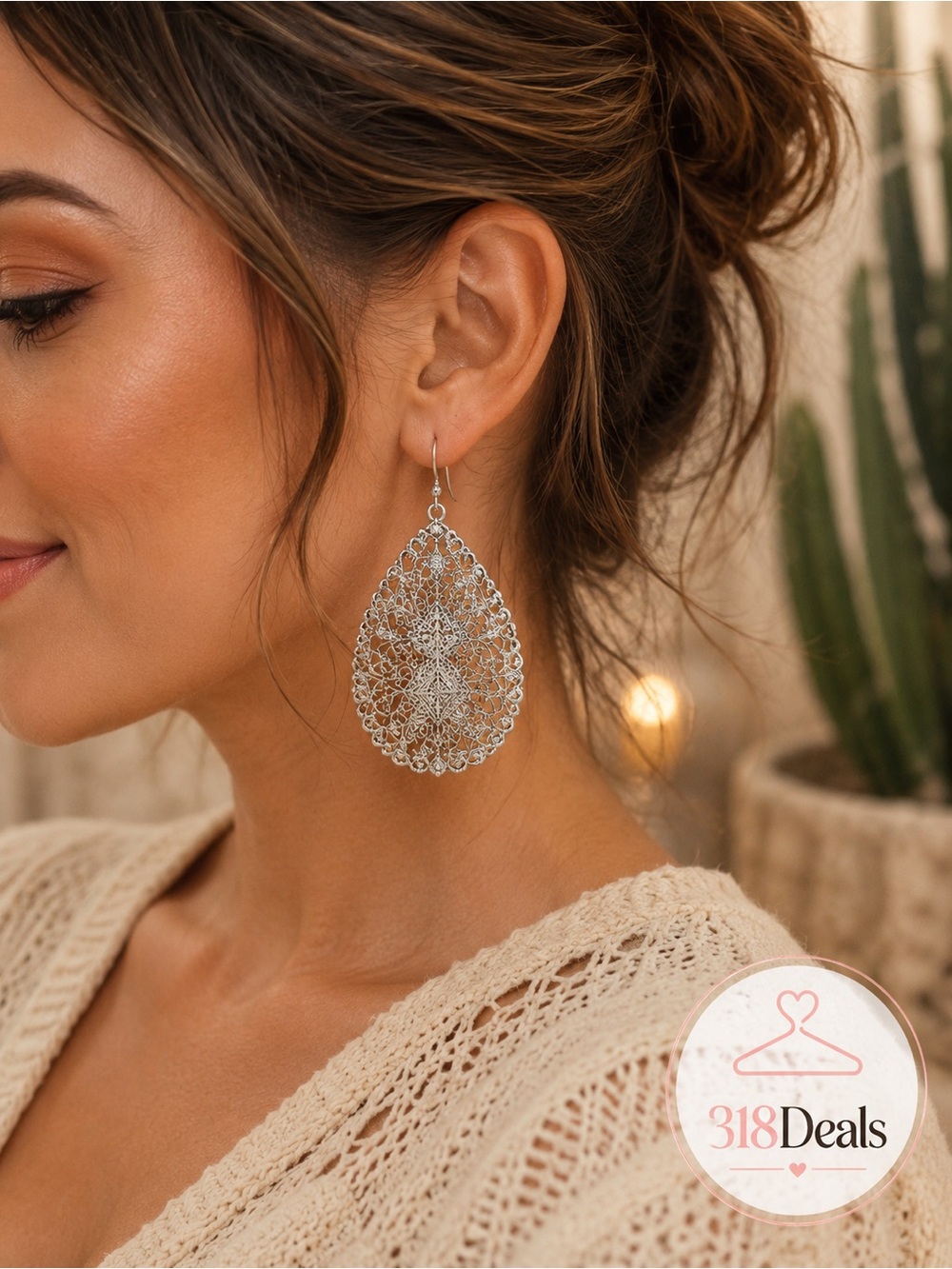 Delicate Silver Filigree Teardrop Earrings by 318Deals